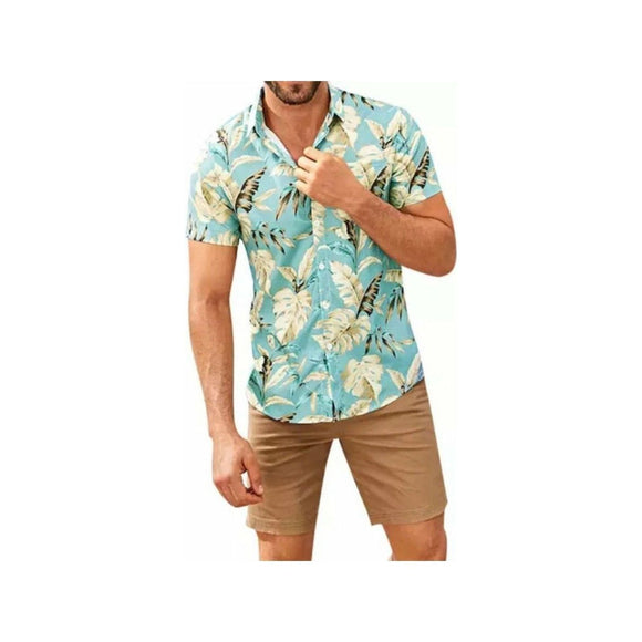 Light Gray Topical Print Louis Hawaiian Shirt
