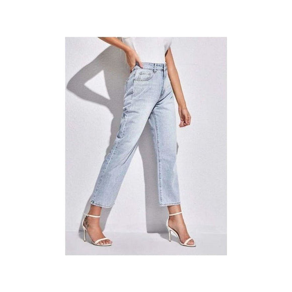 A Light Wash Louis Cropped Straight Jeans - Coco & Lilly