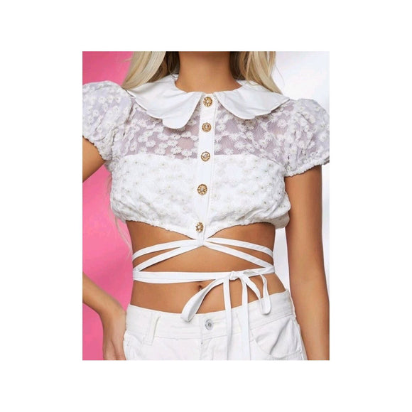 Light Gray Sexy Louis Lace Crop Top