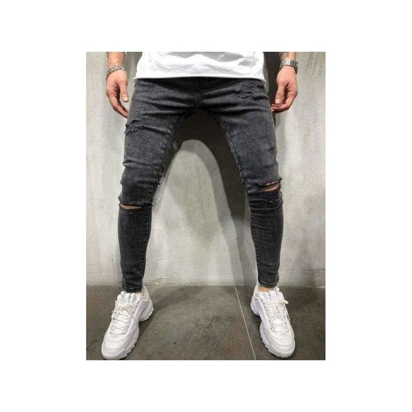 Dark Gray Ripped Skinny Jeans