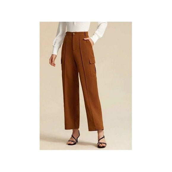 Saddle Brown Elegant Pleated Pants