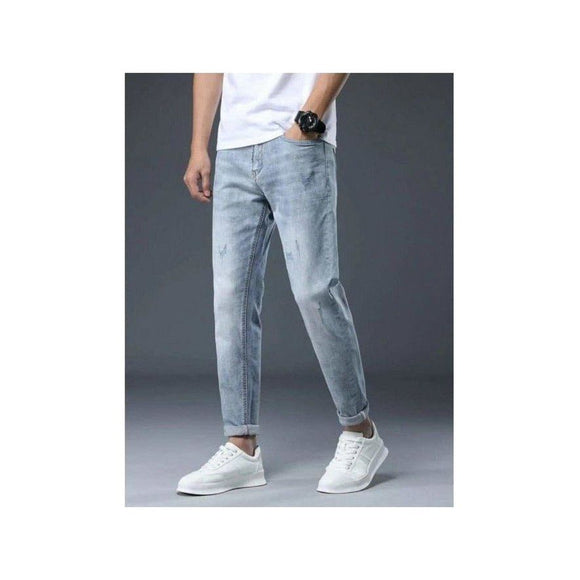 Dark Slate Gray Straight Rolled Hem  Jeans